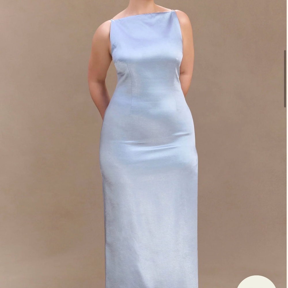 Meshki Violet Sleeveless Satin Maxi Dress - Frosted Blue